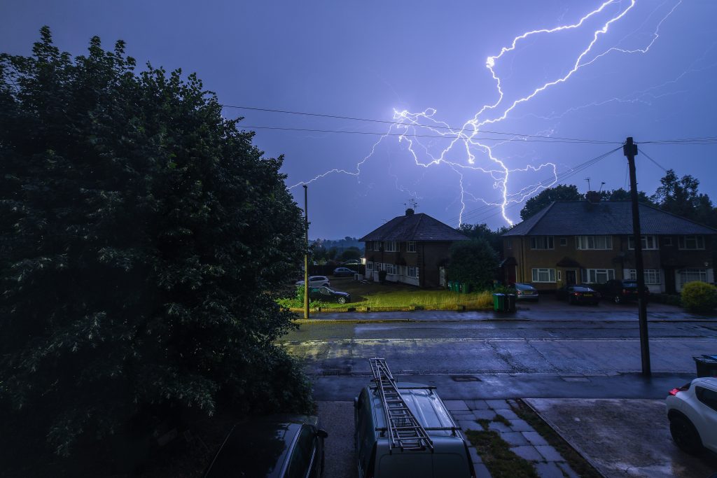 Lightening on a hot summers day