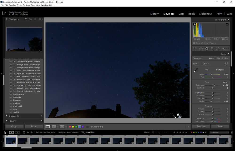 Lightroom Star trails