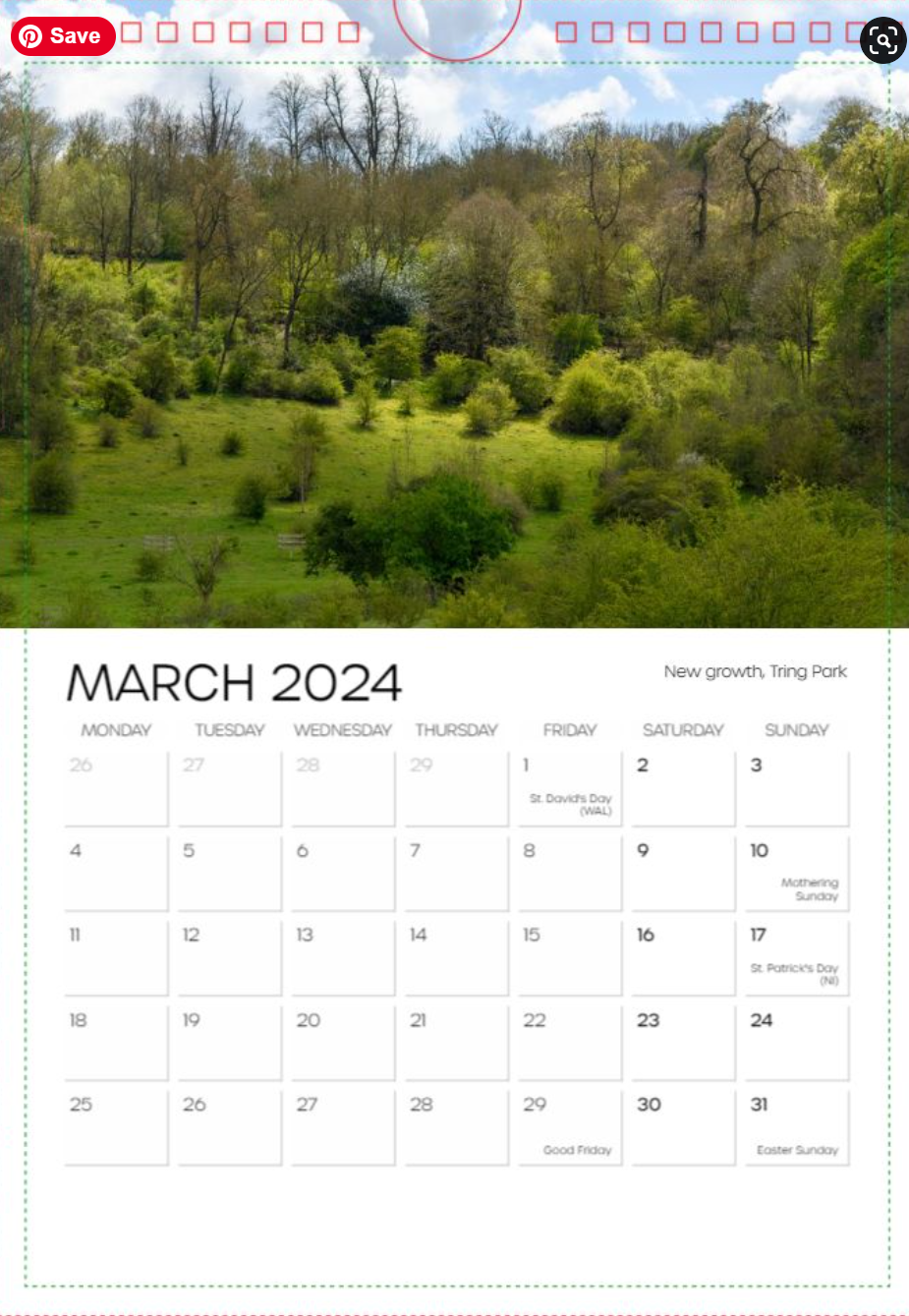 Photographic Calendar 2024 - March