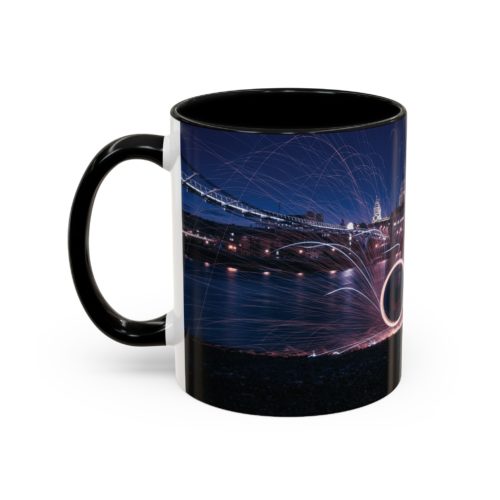 "City Sparks" Mug – London’s Night Lights in Motion - Accent Coffee Mug (11, 15oz) - Image 3