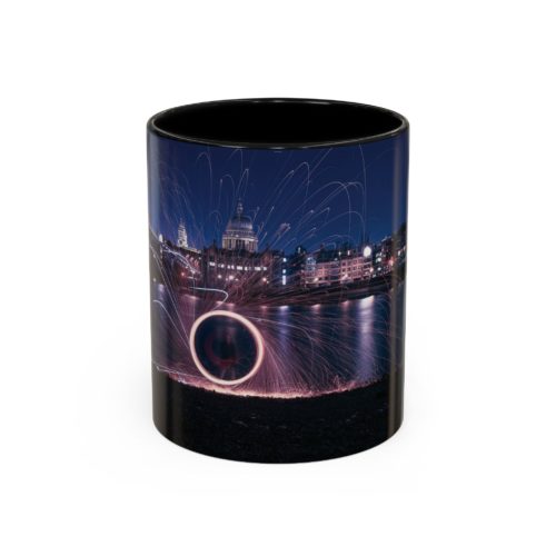 "City Sparks" Mug – London’s Night Lights in Motion - Accent Coffee Mug (11, 15oz)